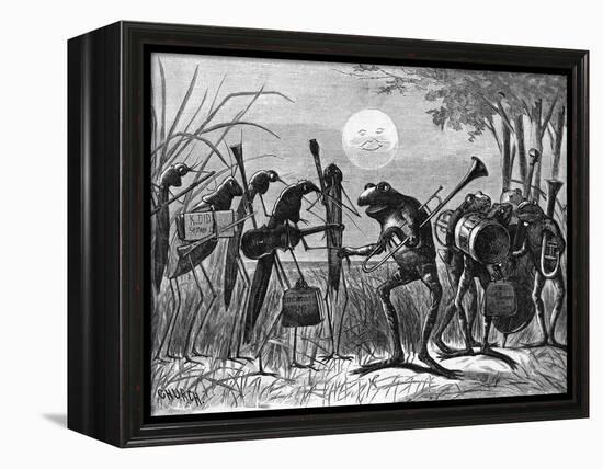 Engraving of Frog and Insect Musicians-null-Framed Premier Image Canvas