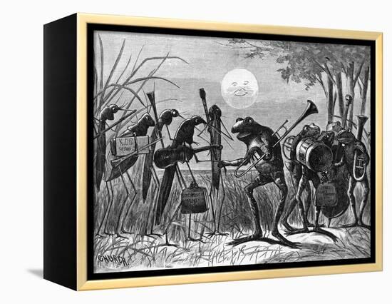 Engraving of Frog and Insect Musicians-null-Framed Premier Image Canvas