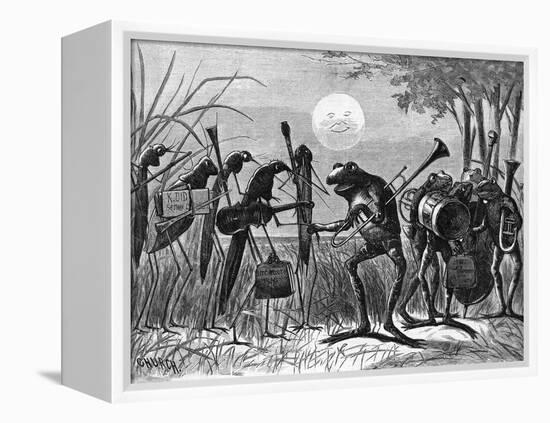 Engraving of Frog and Insect Musicians-null-Framed Premier Image Canvas