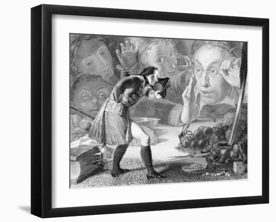 Engraving of Gulliver before the Citizens of Brobdingnag-null-Framed Giclee Print