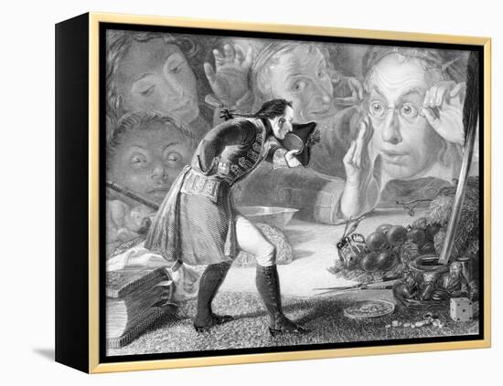 Engraving of Gulliver before the Citizens of Brobdingnag-null-Framed Premier Image Canvas