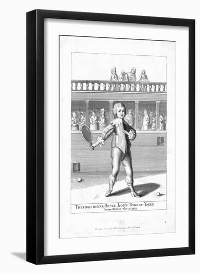 Engraving of James Duke of York Playing Tennis, Ca. 1640-null-Framed Giclee Print