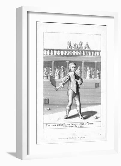 Engraving of James Duke of York Playing Tennis, Ca. 1640-null-Framed Giclee Print