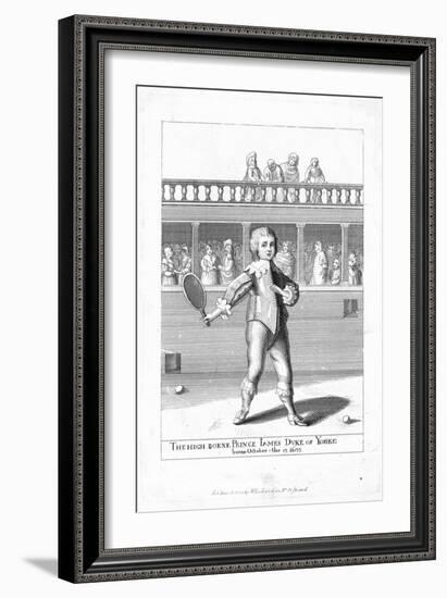 Engraving of James Duke of York Playing Tennis, Ca. 1640-null-Framed Giclee Print