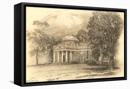 Engraving of Monticello, Charlottesville, Virginia-null-Framed Stretched Canvas