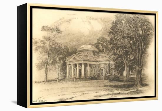 Engraving of Monticello, Charlottesville, Virginia-null-Framed Stretched Canvas