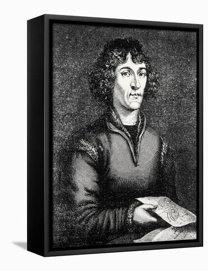 Engraving of Nicolas Copernicus, Polish Astronomer-Jeremy Burgess-Framed Premier Image Canvas