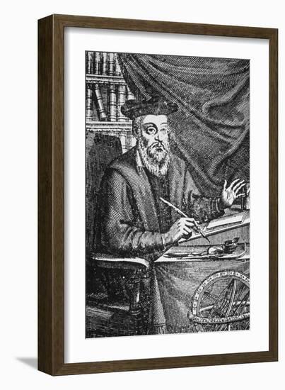 Engraving of Nostradamus Writing His Prophecies-Jean Sauve-Framed Giclee Print