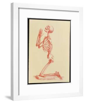 Engraving of Praying Male Skeleton by Cheselden-Mehau Kulyk-Framed Photographic Print