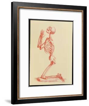 Engraving of Praying Male Skeleton by Cheselden-Mehau Kulyk-Framed Photographic Print