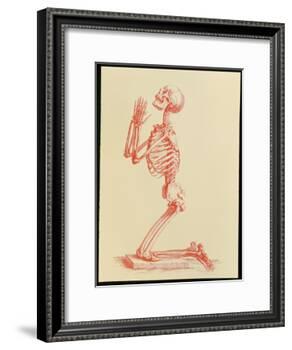 Engraving of Praying Male Skeleton by Cheselden-Mehau Kulyk-Framed Photographic Print