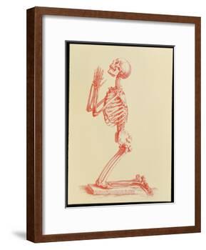 Engraving of Praying Male Skeleton by Cheselden-Mehau Kulyk-Framed Photographic Print