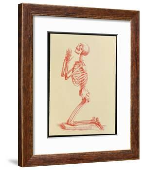 Engraving of Praying Male Skeleton by Cheselden-Mehau Kulyk-Framed Photographic Print