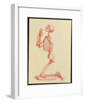 Engraving of Praying Male Skeleton by Cheselden-Mehau Kulyk-Framed Photographic Print