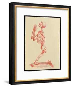 Engraving of Praying Male Skeleton by Cheselden-Mehau Kulyk-Framed Photographic Print