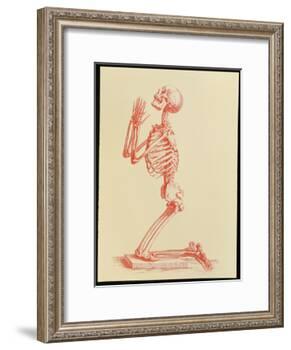 Engraving of Praying Male Skeleton by Cheselden-Mehau Kulyk-Framed Photographic Print
