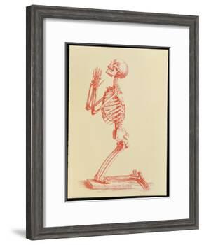 Engraving of Praying Male Skeleton by Cheselden-Mehau Kulyk-Framed Photographic Print