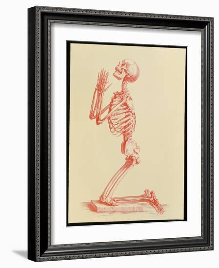 Engraving of Praying Male Skeleton by Cheselden-Mehau Kulyk-Framed Photographic Print