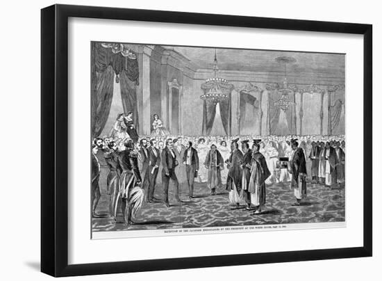 Engraving of President Buchanan Receiving Japanese Ambassadors-null-Framed Giclee Print