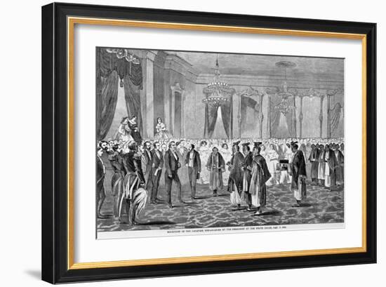 Engraving of President Buchanan Receiving Japanese Ambassadors-null-Framed Giclee Print