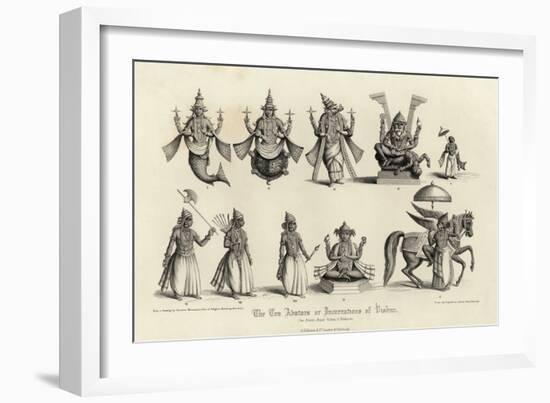 Engraving of the Ten Avatars of Vishnu-null-Framed Giclee Print