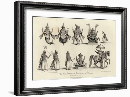 Engraving of the Ten Avatars of Vishnu-null-Framed Giclee Print