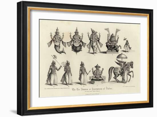 Engraving of the Ten Avatars of Vishnu-null-Framed Giclee Print