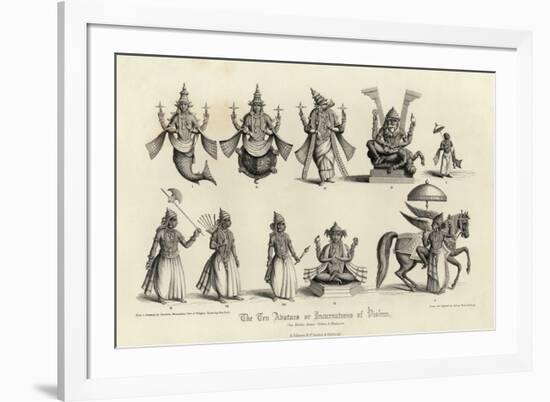 Engraving of the Ten Avatars of Vishnu-null-Framed Giclee Print