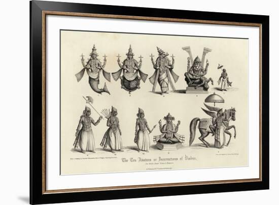 Engraving of the Ten Avatars of Vishnu-null-Framed Giclee Print