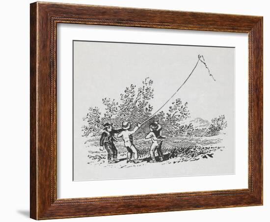 Engraving Of Three Boys Playing With a Kite-Thomas Bewick-Framed Giclee Print