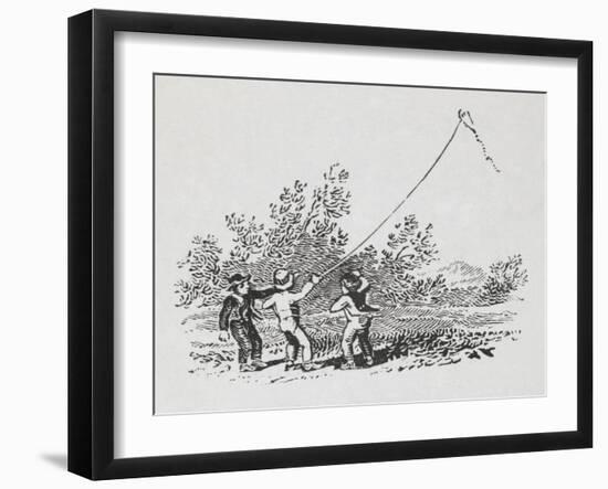 Engraving Of Three Boys Playing With a Kite-Thomas Bewick-Framed Giclee Print