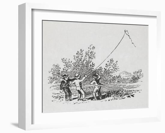 Engraving Of Three Boys Playing With a Kite-Thomas Bewick-Framed Giclee Print