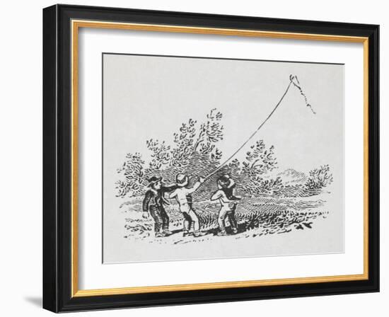 Engraving Of Three Boys Playing With a Kite-Thomas Bewick-Framed Giclee Print