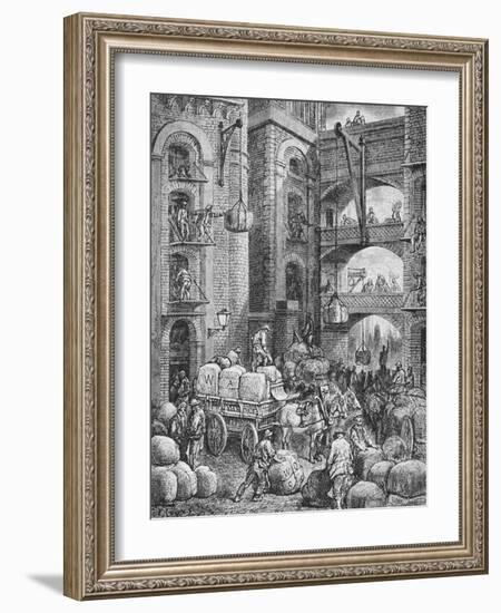 Engraving of Workers at a London Warehouse-Gustave Doré-Framed Giclee Print