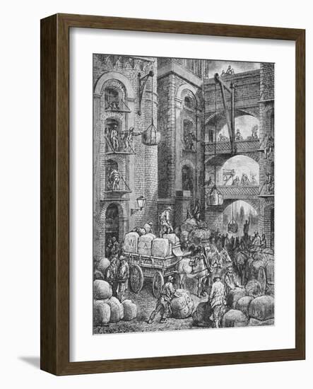 Engraving of Workers at a London Warehouse-Gustave Doré-Framed Giclee Print