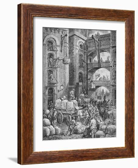 Engraving of Workers at a London Warehouse-Gustave Doré-Framed Giclee Print