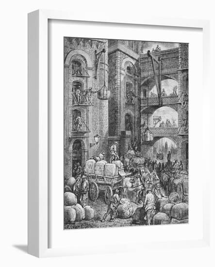 Engraving of Workers at a London Warehouse-Gustave Doré-Framed Giclee Print