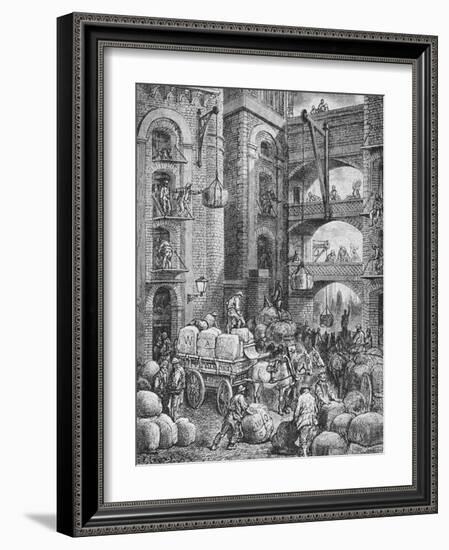 Engraving of Workers at a London Warehouse-Gustave Doré-Framed Giclee Print