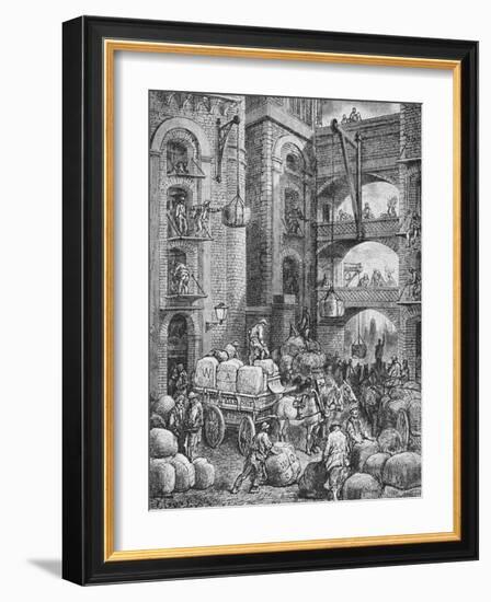 Engraving of Workers at a London Warehouse-Gustave Doré-Framed Giclee Print