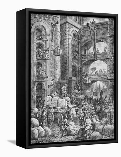 Engraving of Workers at a London Warehouse-Gustave Doré-Framed Premier Image Canvas