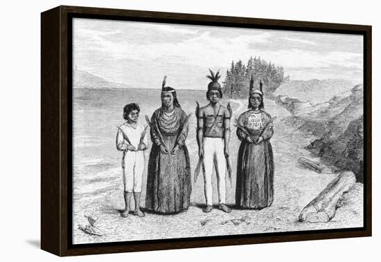 Engraving of Yaqui Indians-null-Framed Premier Image Canvas