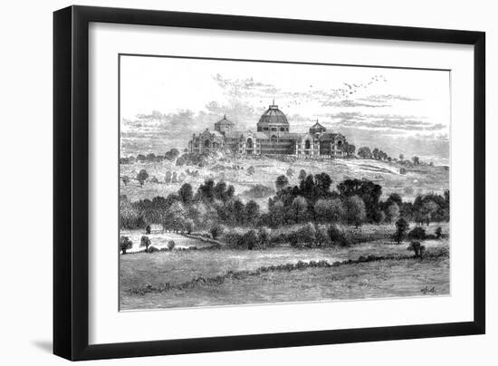 Engraving Showing a Distant View of the Alexandra Palace, Muswell Hill, 1871-null-Framed Art Print