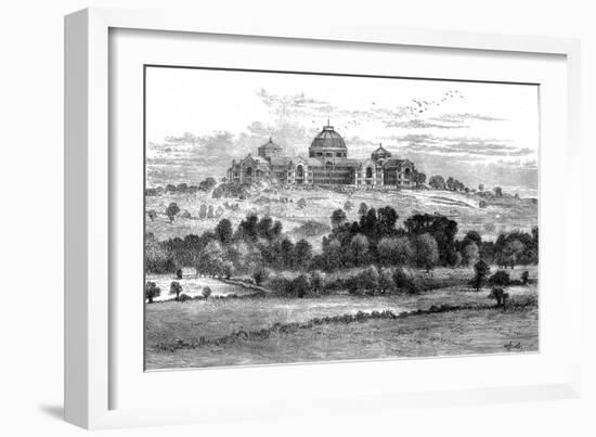 Engraving Showing a Distant View of the Alexandra Palace, Muswell Hill, 1871-null-Framed Art Print