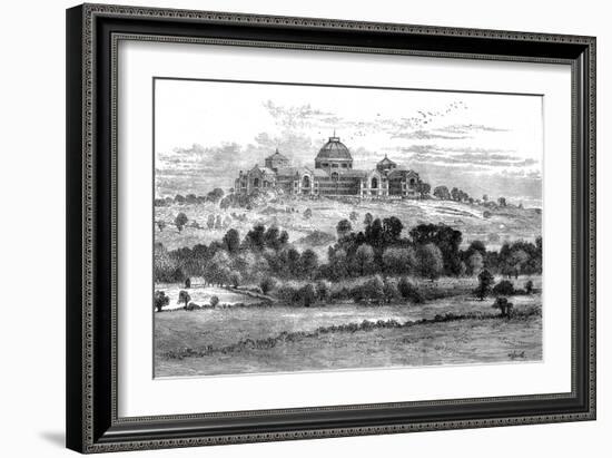 Engraving Showing a Distant View of the Alexandra Palace, Muswell Hill, 1871-null-Framed Art Print