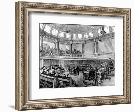 Engraving Showing a London County Council Meeting at Spring Gardens, 1890-null-Framed Art Print