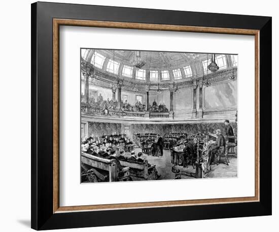 Engraving Showing a London County Council Meeting at Spring Gardens, 1890-null-Framed Art Print