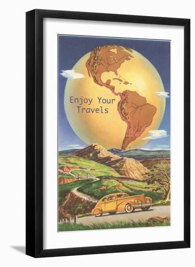 Enjoy Your Travels, Globe with Americas-null-Framed Art Print