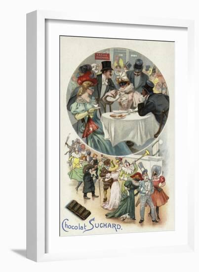 Enjoying Suchard Chocolate at a Masked Ball-null-Framed Giclee Print