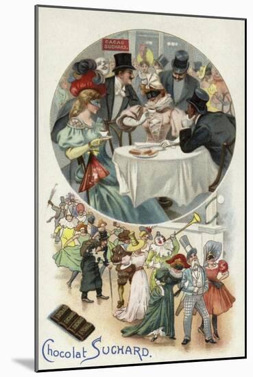 Enjoying Suchard Chocolate at a Masked Ball-null-Mounted Giclee Print