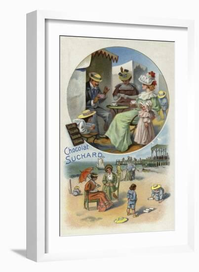 Enjoying Suchard Chocolate at the Beach-null-Framed Giclee Print